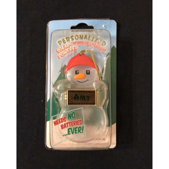 Other - Vintage Snowman Personalized “ Amy “ Solar Christmas Ornament Gift Tag